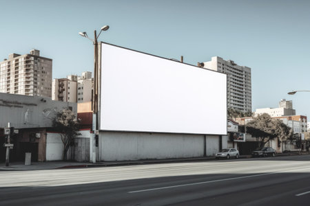 White empty billboard in an urban environment. City streets, Generative AIの素材