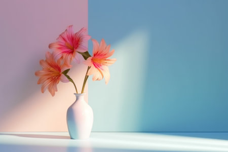 Pastel flowers minimalistic background pastel colours AI generation.の素材
