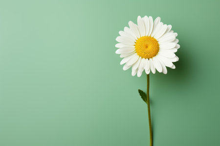 Beautiful chamomile daisy flower on neutral colour background Generative AI.の素材