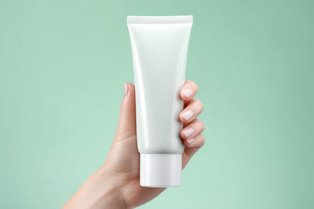 White Blank cosmetic cream tube Mockup pastel background Generative AI.の素材