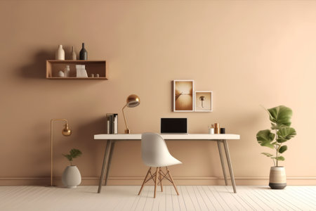 3D render of interior modern living room workspace Comfortable modern minimal Generative AI.の素材