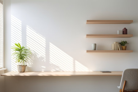 3D render of interior modern living room workspace Comfortable modern minimal Generative AI.の素材