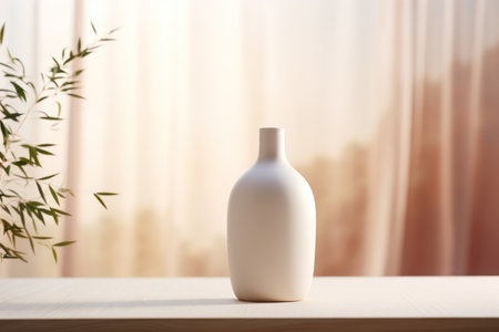White Blank Bottle Mockup with natural theme background Generative AI.の素材