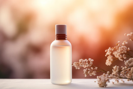 White Blank Bottle Mockup with natural theme background Generative AI.の素材