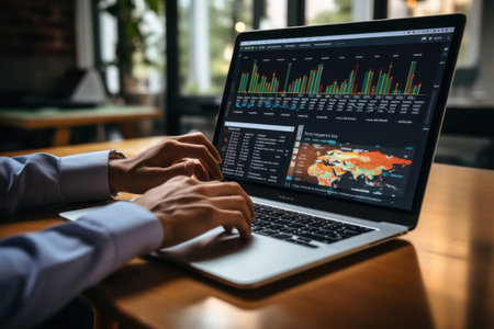 man on labtop analysis, Generative AI.の素材