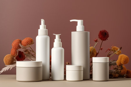 3D render individual skincare product package white blank mockup Generative AI.の素材