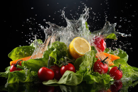Fresh fruit with water splash, Generative AIの素材
