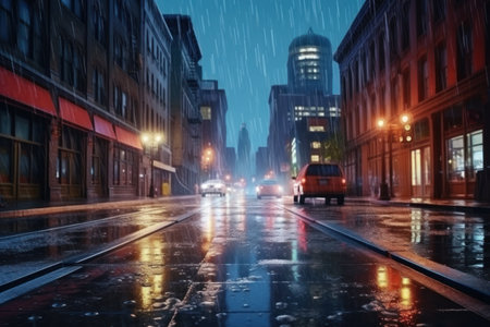 City street Radiance lights night city street landscape Generative AIの素材