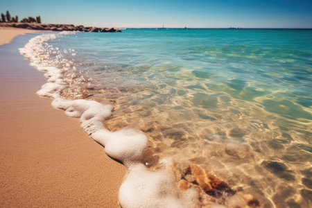 Abstract beautiful sandy beaches background with crystal clear waters of the sea Generative AIの素材