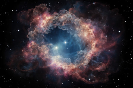 Photo of A nebula celestial object surrounded by cosmic clouds wallpaper.の素材