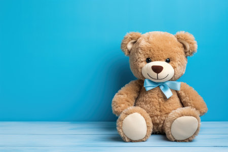 Photo of teddy bear wearing a cheerful smile.の素材