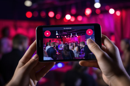 Friends live streaming a special event on social media, vlogger doing video live streamingの素材