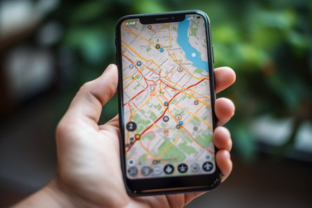 Online map navigator application on smartphone interfaceの素材