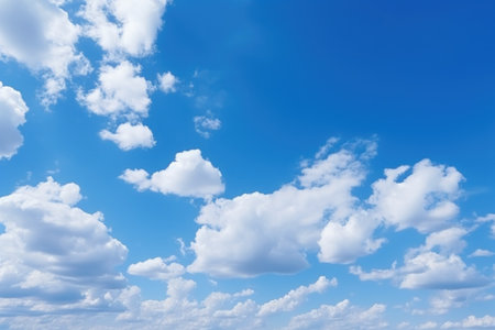 Blue sky background with tiny clouds wallpaper.の素材