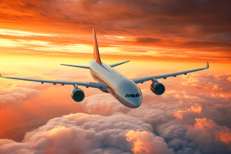 airplane in the sky, Generative AIの素材