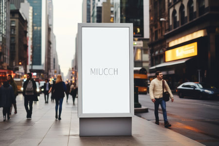 Digital Media Blank white mock up of advertising light box billboard at city background, advertising, Generative AIの素材