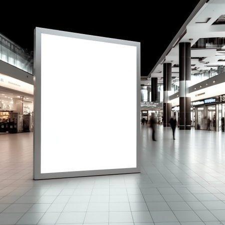 Blank billboard indoors outdoors, Generative AI.の素材