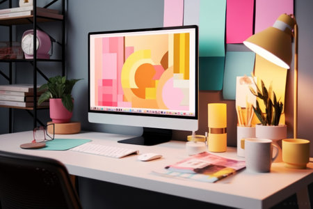 Desktop Computer in the Creative Modern Office.の素材