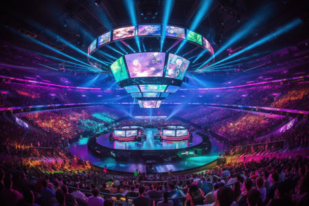 Photo of the esports competition, A gamer competing in an esports tournament.の素材