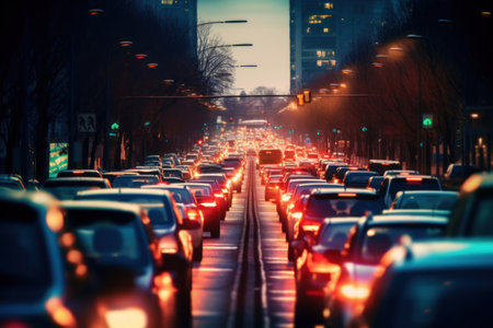 Photo of Stressful moment during a traffic jam, AI Generative.の素材