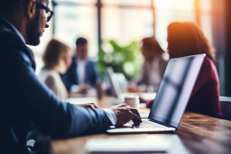 Business People Having Group Discussion, Photo blurry, out of focus.の素材