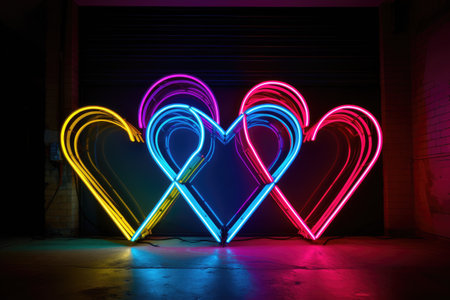 Valentines day background banner with LOVE Heart, Love background, AI Generative.の素材