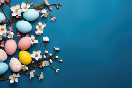 Colorful Easter Egg background with Copy space, AI Generative.の素材
