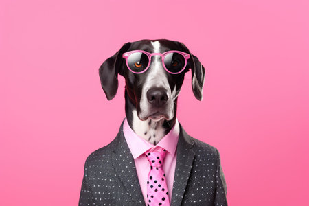 Stylish portrait of dressed up anthropomorphic Animal wearing glasses, AI Generative.の素材