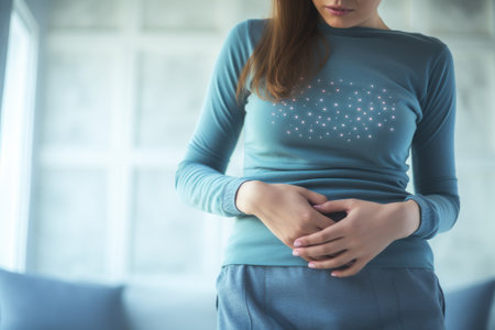 lady have a stomachache or menstruation pain, Healthcare medical concept, AI Generative.の素材