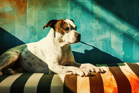 Portrait of a dog in pop art style, vintage style.の素材
