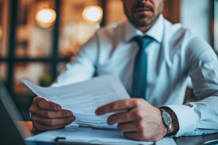 Human resources department manager reads CV resume document, Job interviewers concept.の素材