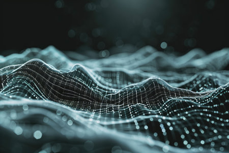 Abstract background of mountain wireframe landscape. Futuristic background.の素材
