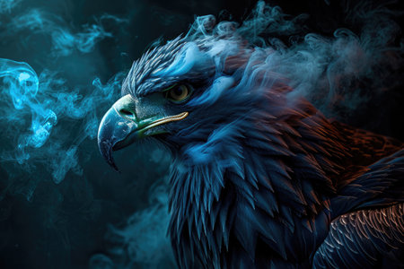 eagle on smoke background, eagle fantasy art background.の素材