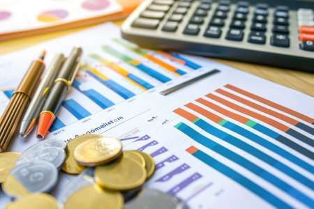 Business people analyze the graph of the company's performance to create profits and growth on desk.の素材