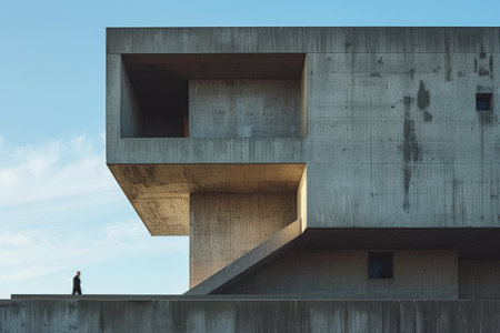 Abstract concrete building, abstract modern architecture with empty concrete.の素材