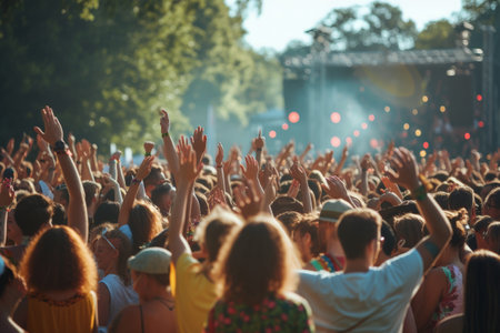 Music festival, Concert, Crowd on a music festival.の素材
