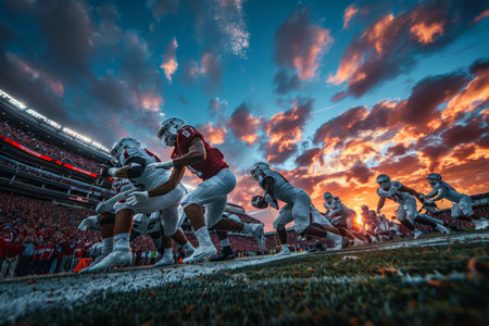 American football Sport wallpaper, action shot in American football game.の素材