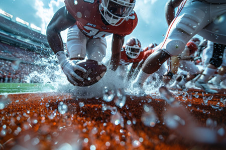 American football Sport wallpaper, action shot in American football game.の素材