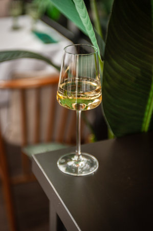 Summer refreshing lemonade drink or alcoholic cocktail with ice. Fresh healthy cold lemon beverage. Water with lemon. High quality photoの写真素材