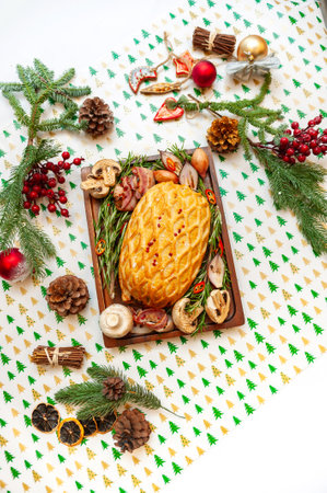 Traditional Christmas or New Year's pie. Homemade cake High quality photoの写真素材