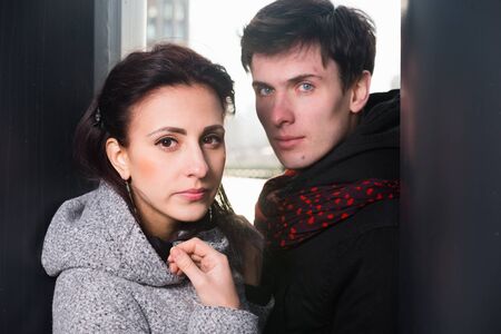 Young beautiful couple in relationship portrait man and womanの写真素材