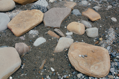 Large stones on the seashoreの写真素材