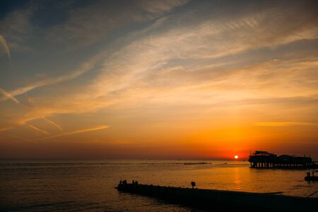 Sunset on the seaの写真素材