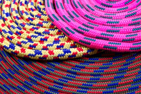 Diverse colouring, colourful climbing rope