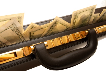 Briefcase with cash and coded lockの写真素材