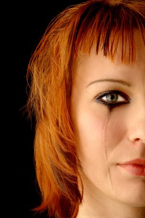 young woman cry portrait                               の写真素材