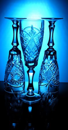 three crystal glassの写真素材