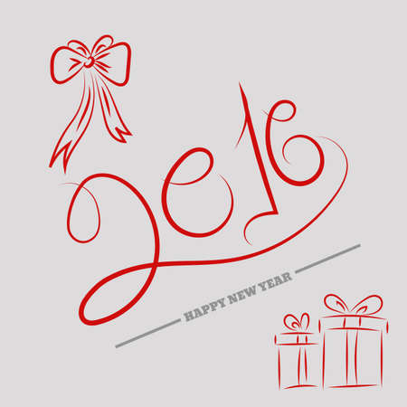 Happy new year 2016 Text Design cardのイラスト素材