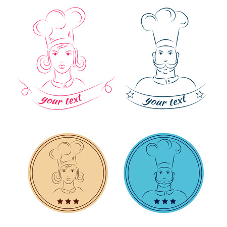 man and woman icon chefのイラスト素材