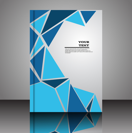 Abstract composition blue polygonal triangle part construction white A4 brochure title sheet eps 10のイラスト素材